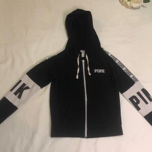Victoria secret pink Black and white zip up sweater size XS